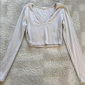 Garage Cream Long Sleeve Crop Top